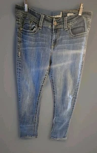 Pantalones de mezclilla BKE Dakota para mujer 31 lavado largo occidental grueso naranja puntada roja vaquera - Imagen 1 de 10