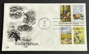 Protect Wildlife Habitat FDC Cachet Cover Primo Giorno Edizione 1981 Nevada - Foto 1 di 2
