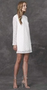 Stevie May Dress Size M Nikora Long Sleeve Mini Shift Delicate Floral Embroidery - Picture 1 of 12