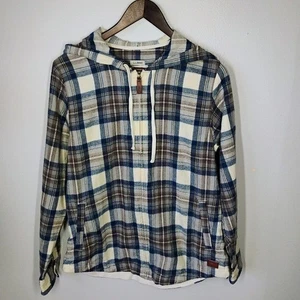 Camisa LL Bean Scotch Franela a Cuadros Calce Relajado Cremallera Sudadera con Capucha Granola Talla Pequeña - Imagen 1 de 15