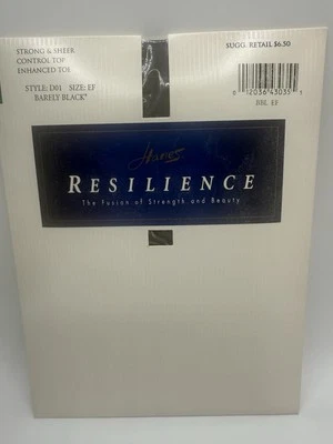 Vintage Hanes Resilience Pantyhose. Style:D01. Size: EF. Barely Black - Image 1 of 2