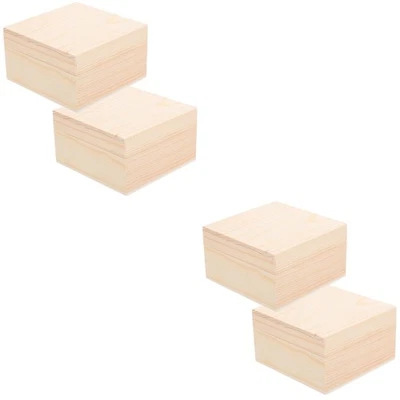  2 Pieces Trinket Box Lidded Craft Boxes with Lids Small Wood Crate - Image 1 of 4