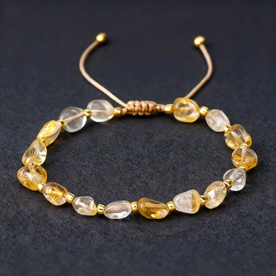 Pulsera Citrino Natural Cristal Energía Curativa Cuarzo Amarillo Piedras Preciosas Joyería Foto 1 de 4