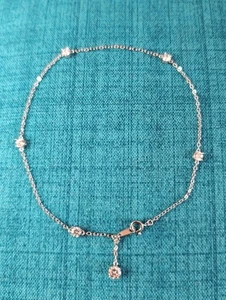 Wunderschönes Silpada 925 Sterling Silber Fußkettchen mit Zirkonia Akzenten & Charm - Bild 1 von 7