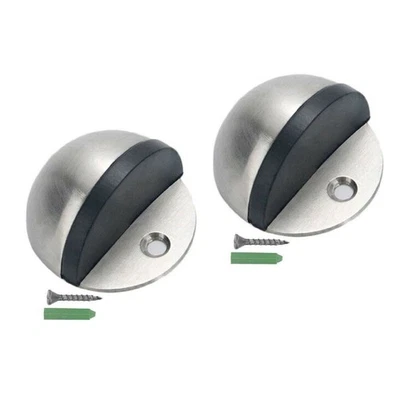 2Pcs Floor Mounted Door Stopper Stainless Steel Door Stop Chrome Rubber Stops - Image 1 of 4