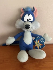 1990s RARE Vintage Tiny Toons Furrball Stuffed Animal Blue Cat Collectible WB - Picture 1 of 6