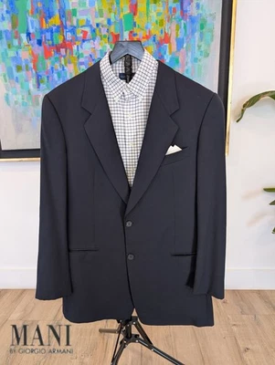 Mani By Giorgio Armani Mens Blazer 42L Black Virgin Wool Coat Jacket Italy Read - Image 1 of 4