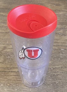 Utah Utes NCAA 20oz Tumbler w/ Lid by Tervis Color Red & White Great Condition! - Picture 1 of 2