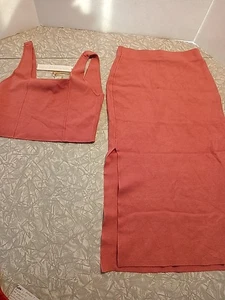 House of Harlow 1960 two piece set Skirt Top Pink luxury Statement XS - Picture 1 of 10