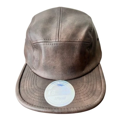 Gorra de béisbol premium de cuero PU de 5 paneles KBETHOS para hombre Foto 1 de 4