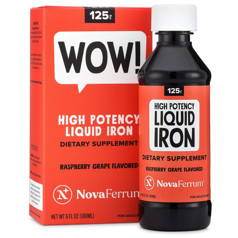 Novaferrum 125 Liquid Iron Supplement Raspberry Grape Flavor 6 FL Oz 180 Ml