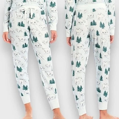 PJ Salvage Oso Polar Estampado Terciopelo Térmico Pijama Jogger Parte Inferior Talla Pequeña Nuevo Foto 1 de 4