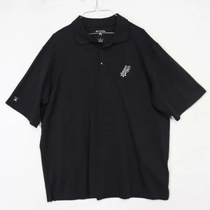 San Antonio Spurs Polo Shirt Mens Large Antigua Golf Black Short Sleeve - Picture 1 of 7