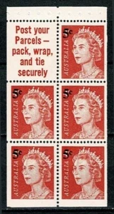 U7869 AUSTRALIA 1967 Queen Elizabeth II booklet pane 5c 0n 4c red nr 2 MNH - Picture 1 of 1