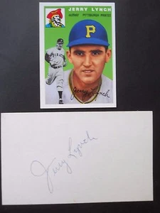 Jerry Lynch Autograph on 3" x 5" index card with Baseball card Outfield - Picture 1 of 2