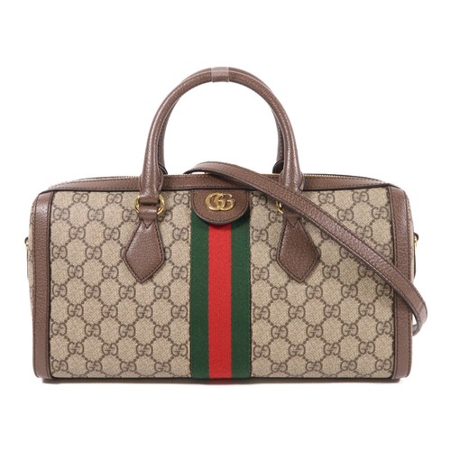 Borsa a tracolla Gucci GG GHW 2 vie Boston 524532 tela rivestita marrone