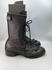 Vintage HARLEY DAVIDSON Boots Woman’s Size US 7.5/8 Leather Black Biker Zipper - Picture 1 of 11