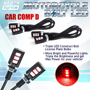 4x Motorcycle Screw 3SMD LED Bolt Lamp Car License Plate Turn Signal Light RED B - Picture 1 of 4