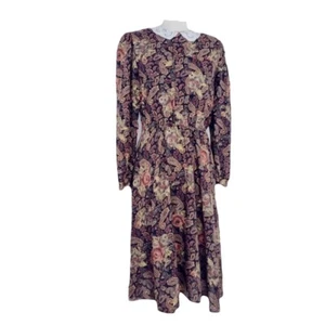 Vintage Dress Traveler by Connie Brown Floral Lace Long Sleeve Prairie Midi S - Picture 1 of 9
