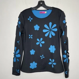 TYLER MCGILLIVARY Top Damen Large Blau Langarm Cut Out Blumen gefüttert - Bild 1 von 9