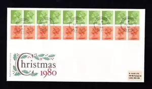 WEIHNACHTEN 1980 HEFTSCHEIBE ERSTTAGSBRIEF MIT LEUCHTSTOFF WEITGEHEND WEGGELASSEN - Bild 1 von 2