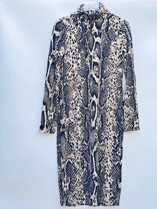Zara Snake Print Midi Dress Full Sleeves Size M Ref 5643 324 - Picture 1 of 5