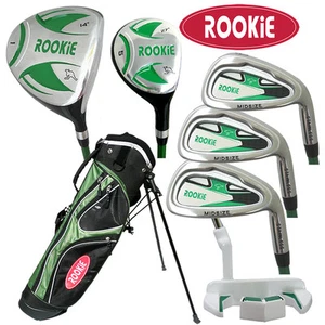 JUNIOR RH GOLF SET 7 PCE for KIDS 7 to 10yrs WITH HYBRID - GREEN KIDS GOLF CLUBS - Picture 1 of 10