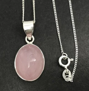 Morganite pendant solid Sterling silver cabochon Oval necklace. 16 x 13mm - Picture 1 of 10