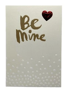 Valentines Day Card Be Mine Heart Metallic Foil Embossed Hallmark Card NEW - Picture 1 of 15