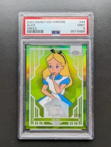 2023 Topps Chrome Disney 100 Green Refractor /99 Alice #44 PSA 9 Mint - Picture 1 of 4