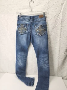 Do Denim Women's Jr sz 0/32L embroidered pockets jeans pants - Picture 1 of 11