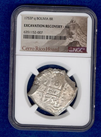 1753P Cerro Rico Hoard 8 Reales Spanish Cob Excavation Recovery NGC Certified AU Cover