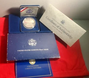 1987-S US Constitution Commemorative 90% Silver Dollar Proof OGP w/ COA *707* - Picture 1 of 11