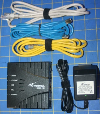 WESTELL 6100 E90-610015-06 DSL Internet Router AC Power, USB cable, Network cabl - Image 1 of 4