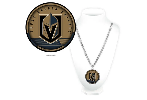 VEGAS GOLDEN KNIGHTS MARDI GRAS SPORT BEADS NECKLACE WITH MEDALLION Cover