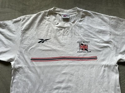 Great Britain Athletics Team GB T-Shirt Reebok 1990s 90s Large Union Jack Flag - Image 1 of 4