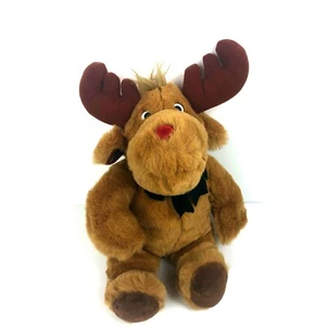 Vintage Fine Toy Co 18" Brown Moose Reindeer Antlers Red Nose Made In Korea EUC - Picture 1 of 6