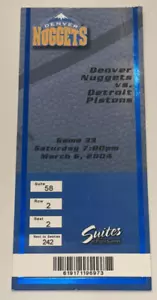 3/6/04 Denver Nuggets NBA Ticket Stub Carmelo RC Rookie Pistons Champs Season - Picture 1 of 2
