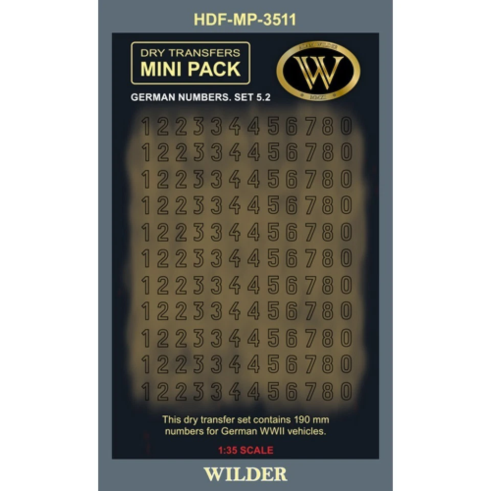 ADAM WILDER TRASFERIBILI GERMAN NUMBERS WWII SET. 5.2 1:35 MP3511 - Immagine 1 di 1