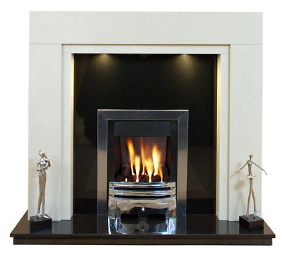 New Marble Fireplace Somerset in White Marble with Black Hearth & Black Panel - Image 1 of 4