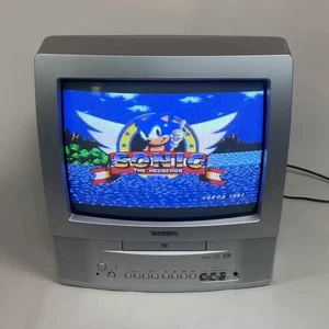 Toshiba 14" Zoll CRT Cube TV (eingebaute DVD) Grau Retro Gaming Display Bildschirm - Bild 1 von 11