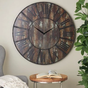 Brown MDF Farmhouse Wall Clock No Theme 36 x 36 x 2 Brown 36 x 2 x 36 - Picture 1 of 5