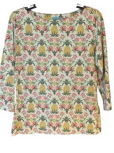 J. McLaughlin Sz M Pineapple Multicolor Print Classic Everyday Top - Picture 1 of 10