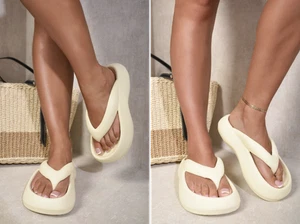 iKrush Platform Flip-flops Sandals   Flip Flop Chunky Low Heel Regular Length - Picture 1 of 22