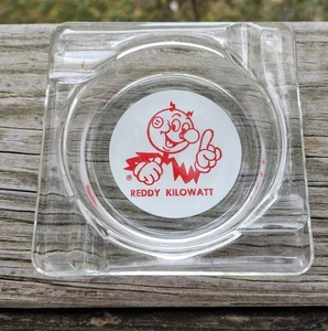 Vintage Reddy Kilowatt Ashtray 4 x 4 Square Glass Clean Unused Electric Company - Picture 1 of 2