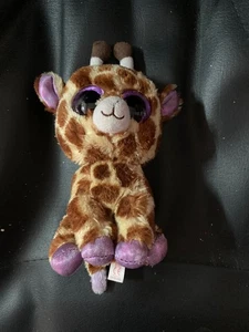 TY Beanie Boos Giraffe - Safari - Plush 6" Soft Toy - Purple Eyes VGC - Picture 1 of 1