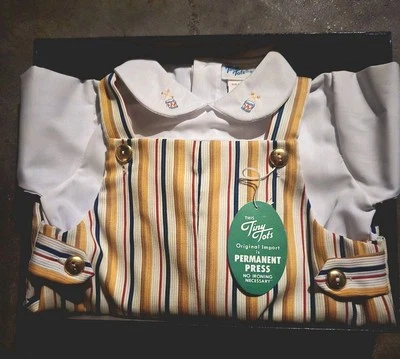 Tiny Tots Vintage Bib Overalls & Shirt Set XL Boys Toddler 1970s Little Drummer - Image 1 of 4