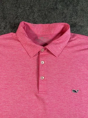 Camisa Polo Vineyard Vines OTG Sankaty Para Hombres XL Rosa Rayas Rendimiento Elastizada Foto 1 de 4