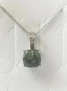  Siberian Seraphinite Pendant In Platinum Over Silver With 20 Inch Steel Chain - Picture 1 of 7