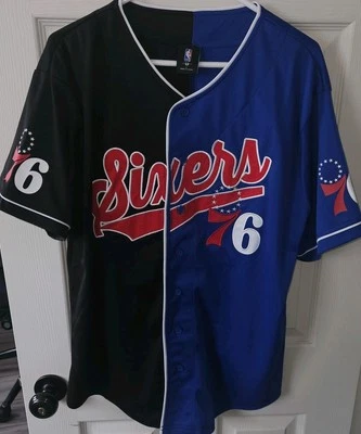 New Philadelphia 76ersJERSEY Large NBA Adult L Officially Licensed Button Fromt  - Image 1 of 4